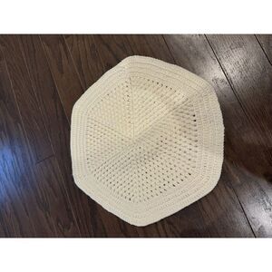 Vintage Crochet Yarn Placemats Cream Set Of 4 Handmade Hexagon Shape